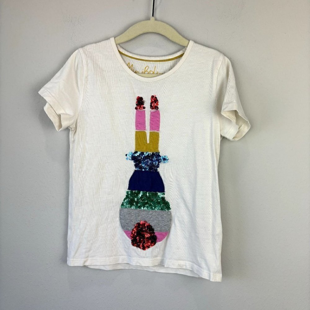Mini Boden Sequin Bunny Tee 5-6
